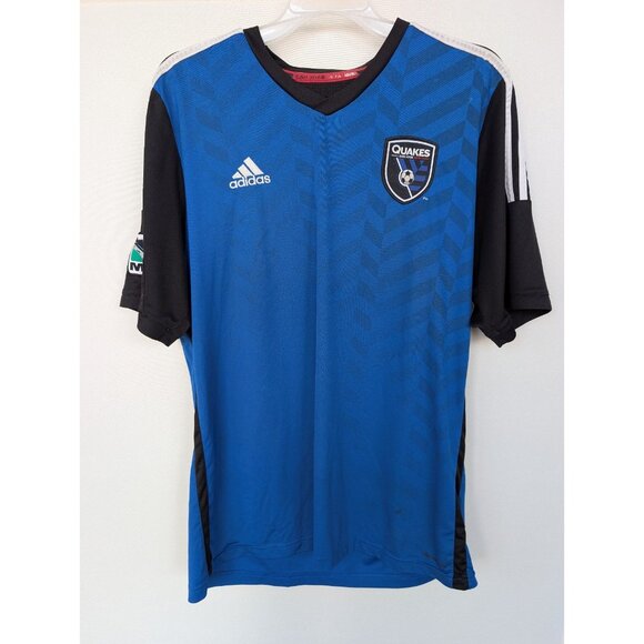 Adidas San Jose Quakes Blue & Black Short Sleeve Soccer Jersey Large 2014-2015 - Picture 1 of 5